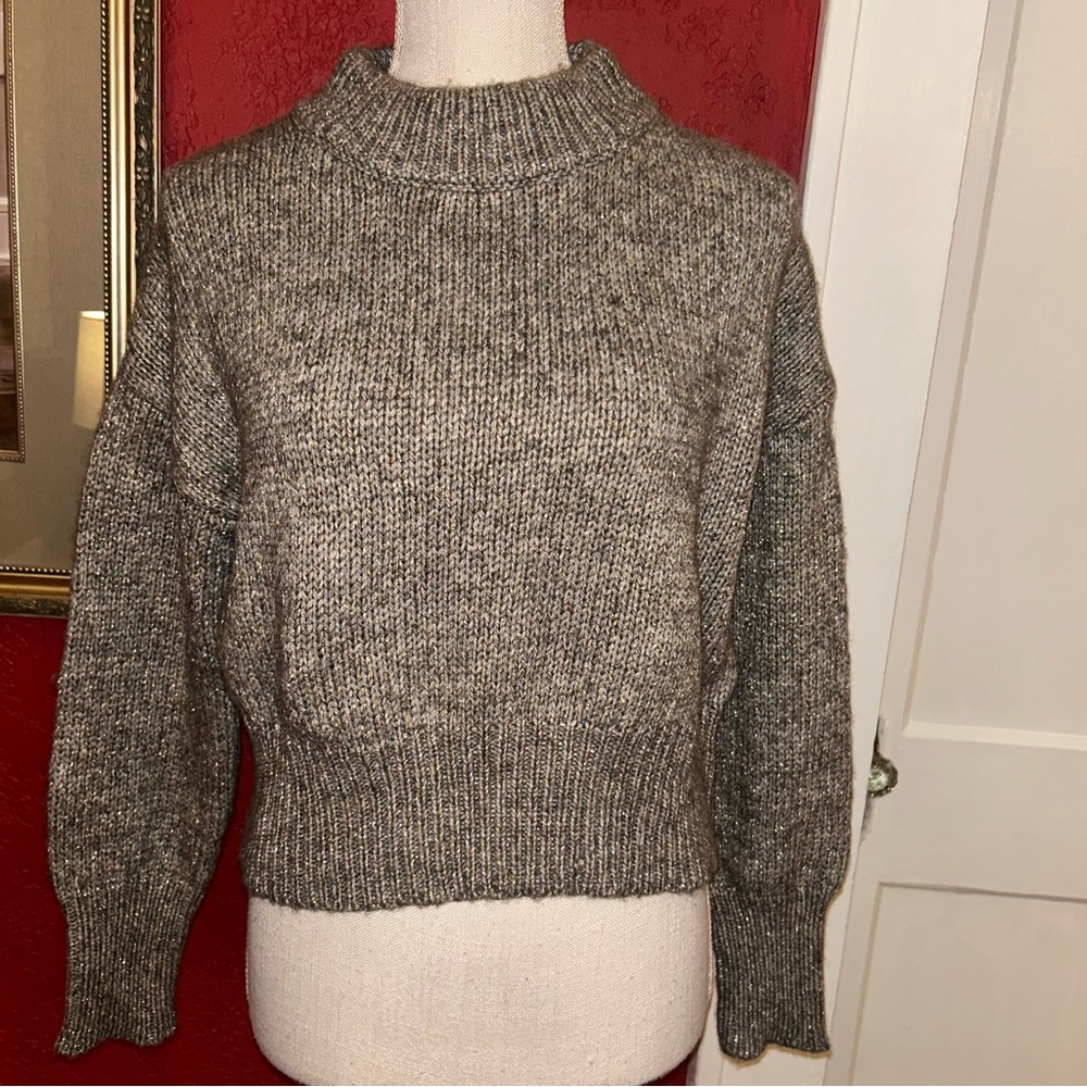 Womens Gray/Taupe with gold thread Sweater size small NWT